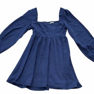 Alter’d State Navy Blue Square Neck Puff Sleeve Babydoll Dress